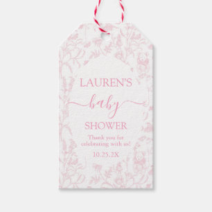 Rosa Toile Bear Baby Shower Girl Gift Märkre Presentetikett