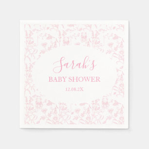 Rosa Toile Bear Baby Shower Girl Pappersservett