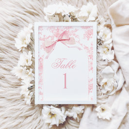 Rosa Toile Bow Flicka Shower Bordsnummer Sign