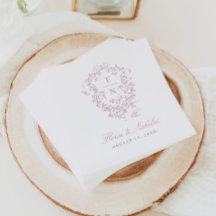 Rosa Toile Bröllop Papper Napkins Chinoiserie