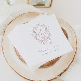 Rosa Toile Bröllop Papper Napkins Chinoiserie Pappersservett