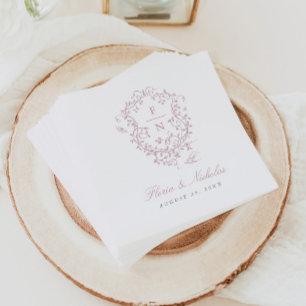 Rosa Toile Bröllop Papper Napkins Chinoiserie Pappersservett