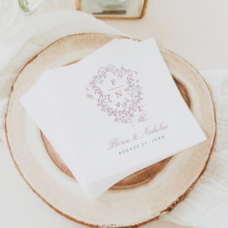Rosa Toile Bröllop Papper Napkins Chinoiserie Pappersservett