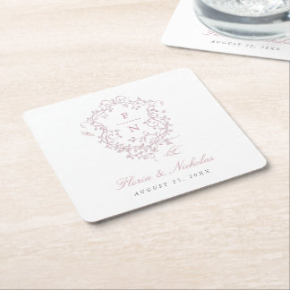Rosa Toile Bröllop Papprare Underläggs Chinoiserie Underlägg Papper Kvadrat