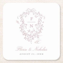 Rosa Toile Bröllop Papprare Underläggs Chinoiserie Underlägg Papper Kvadrat