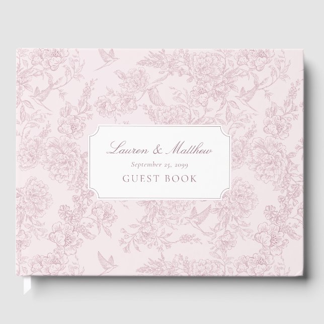 Rosa Toile Bröllopsgästbok Gästböcker (Framsida)