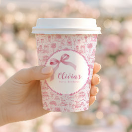 Rosa Toile Coquette Bow 1:a födelsedagsflicka