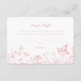 Rosa Toile De Jouy blöja lotteri inbjudan infogand