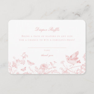 Rosa Toile De Jouy blöja lotteri inbjudan infogand