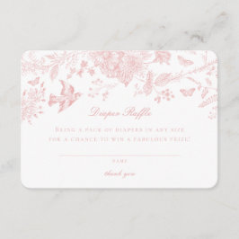 Rosa Toile De Jouy blöja lotteri inbjudan infogand