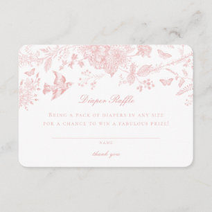 Rosa Toile De Jouy blöja lotteri inbjudan infogand