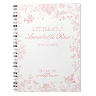 Rosa Toile De Jouy Blommigt Brev till Birthday Gir Anteckningsbok