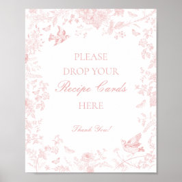 Rosa Toile De Jouy-Blommigten  en Rececipe-Möhippa Poster