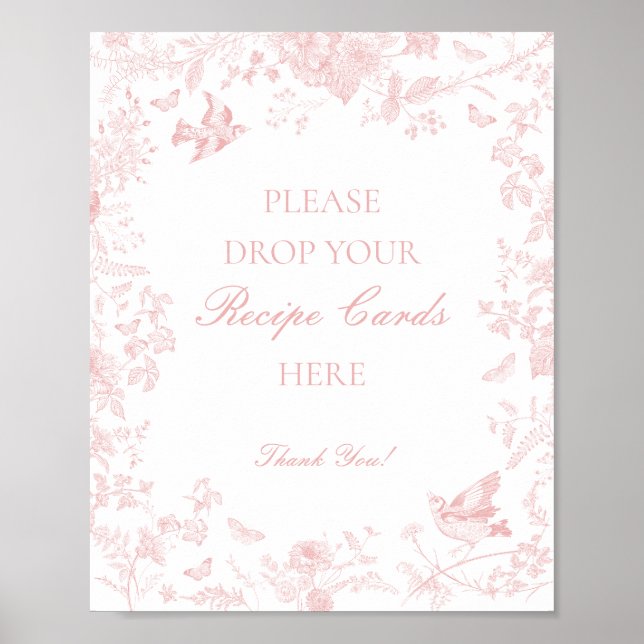 Rosa Toile De Jouy-Blommigten  en Rececipe-Möhippa Poster (Framsidan)