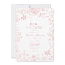 Rosa Toile De Jouy Fransk Blommigt Baby Shower