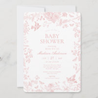 Rosa Toile De Jouy Fransk Blommigt Baby Shower