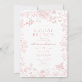 Rosa Toile De Jouy Fransk Blommigt Möhippa Brunch Inbjudningar