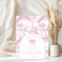 Rosa Toile De Jouy Paris Bröllopsdusch Välkommen