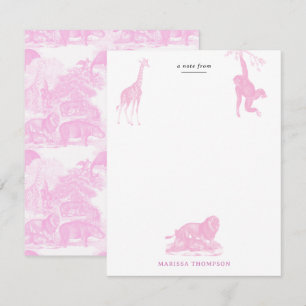 Rosa Toile Djur Dschungel Safari Chinoiserie Anteckningskort