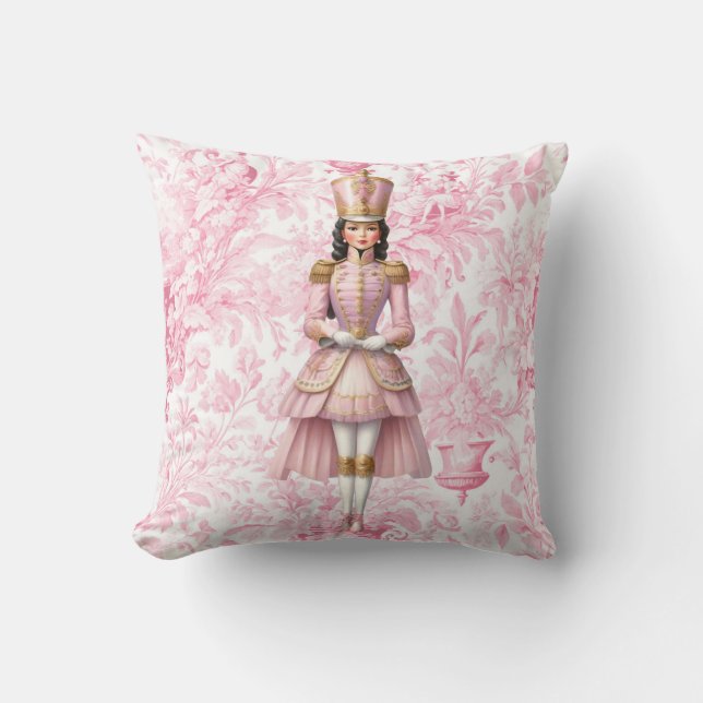 Rosa Toile Honale Jul Nutcracker Kudde (Framsida)