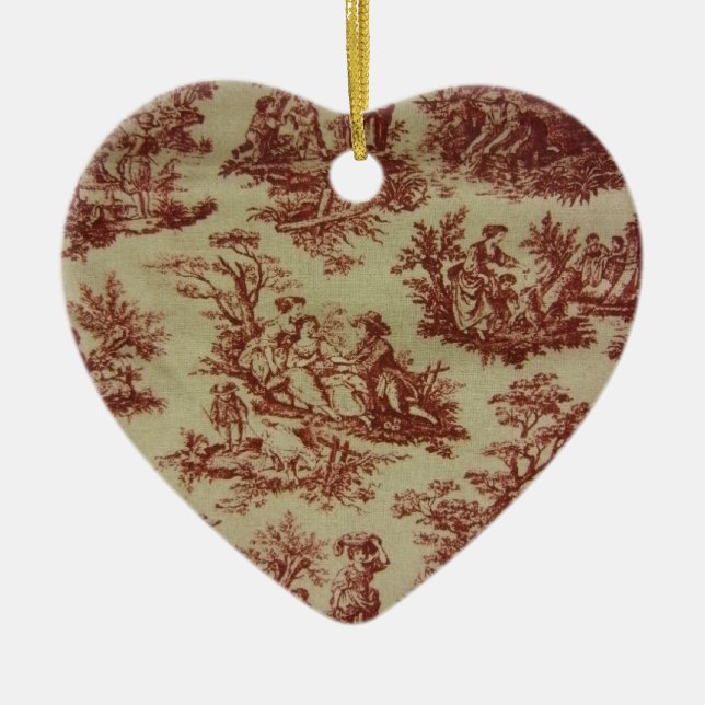 Rosa Toile Julgransprydnad Keramik (Framsidan)