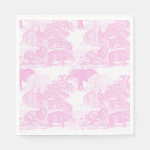 Rosa Toile Jungle Animals Safari Chinoiserie Pappersservett