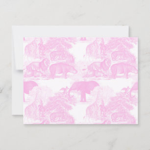 Rosa Toile Jungle Animals Safari Chinoiserie Vykort