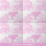 Rosa Toile Jungle Animals Safari Seamless Mönster Kakelplatta<br><div class="desc">Ett vackert antika rosa i stil och en vit leksaksdjungeldjur safari-design. En rosa djungelns tema är idealisk för hemdekoration,  personlig,  kontorsdekor och party-dekor. Perfekt till alla som kärlek rosa tog upp formgivning och antika stil coquette-toile safari djungel animle illustrations.</div>