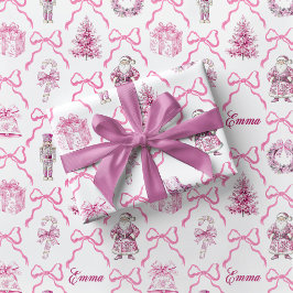 Rosa Toile Nötknäppare Inpackningspapper Jul Presentpapper