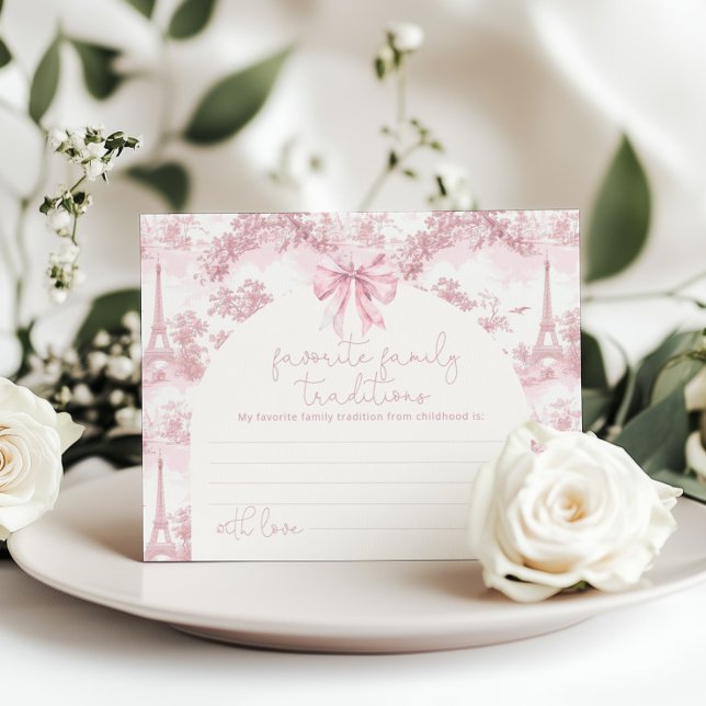 Rosa Toile Paris Favorit Familjetraditioner kort (Skapare uppladdad)