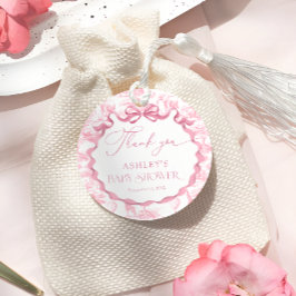 Rosa Toile Safari Animal Baby Shower - tack för Gåvor Etiketter