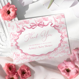 Rosa Toile Safari Animals Baby Shower Tack Kort