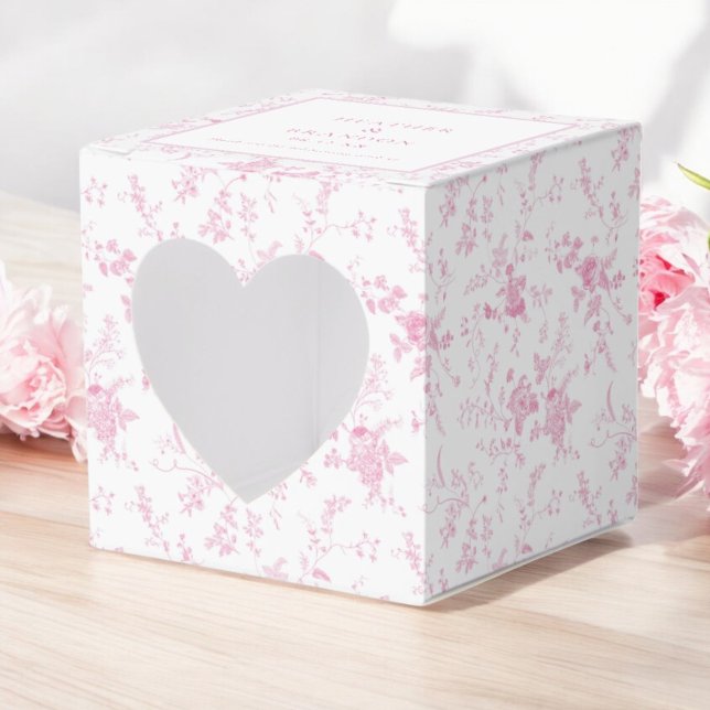 Rosa Toile Vintage Blommigt Bröllop Presentaskar (Skapare uppladdad)