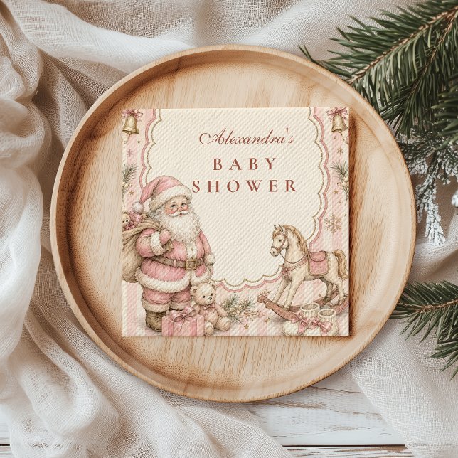 Rosa tomte jul bebis shower pappersservett (Skapare uppladdad)