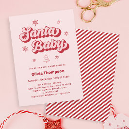 Rosa tomtebarn jul baby shower inbjudningar