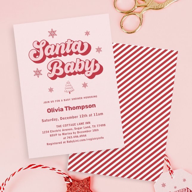 Rosa tomtebarn jul baby shower inbjudningar (Skapare uppladdad)