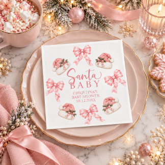 Rosa tomtehatt baby shower servetter