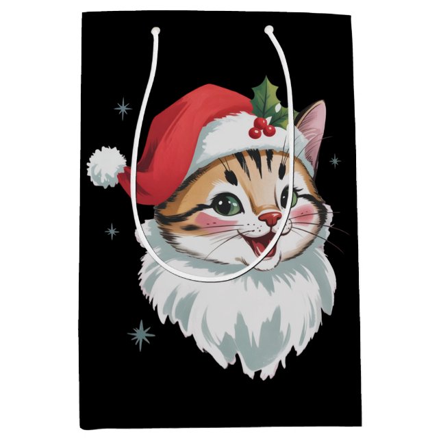 Rosa tomtehatt Retro söt kitty katt jul  (Framsidan)