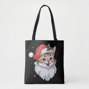 Rosa tomtehatt Retro söt kitty katt jul Tygkasse