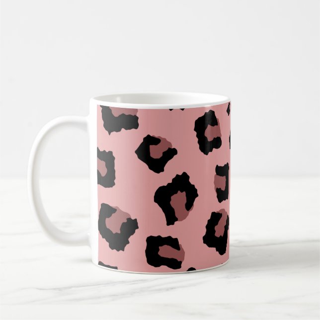Rosa Tone Leopard Seamless Mönster Kaffemugg (Vänster)