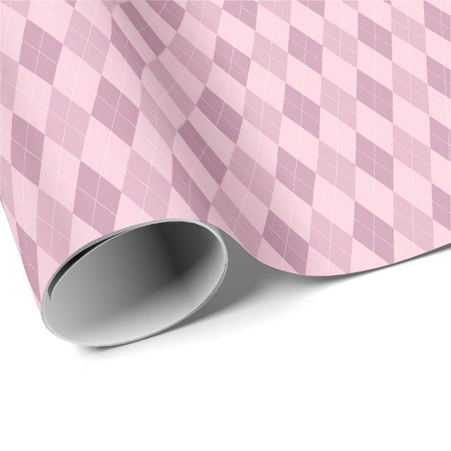 Rosa Tones Argyle Wrapping Papper Presentpapper (Rullad Hörn)