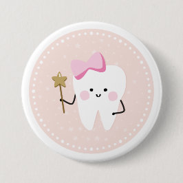 Rosa Tooth Fairy Pin Button Knapp