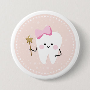 Rosa Tooth Fairy Pin Button Knapp
