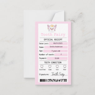 Rosa Tooth Fairy Receive Flat Note Card Anteckningskort