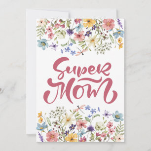 Rosa Toppen Cute Vår Blommigt Mörk Mamma Julkort