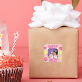 Rosa Toppen fotofärgstarka hörn i Mamma | MORS DAG Fyrkantigt Klistermärke