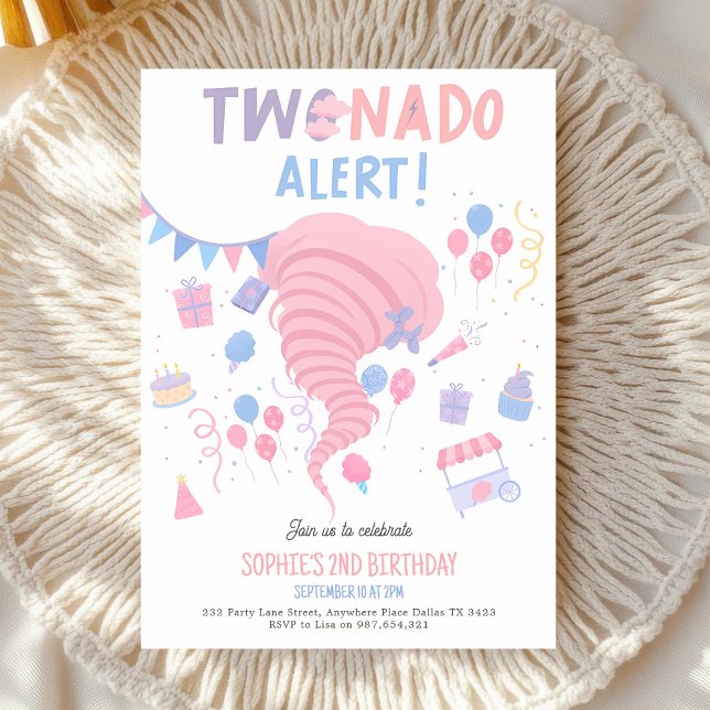 Rosa Tornado 2-årsdag Inbjudningar (Skapare uppladdad)