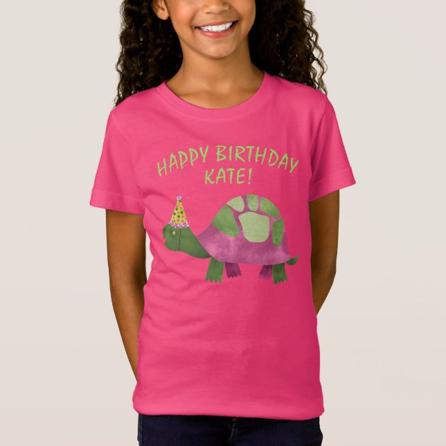 Rosa Tortoise Birthday Shirt | Turtle Birthday T Shirt (Framsida)