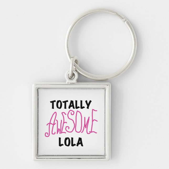 Rosa Totally Fantastisk Lola T-shirts och presente Fyrkantig Silverfärgad Nyckelring (Framsidan)