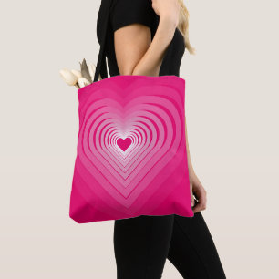 Rosa Tote Bag med Hjärter Tygkasse